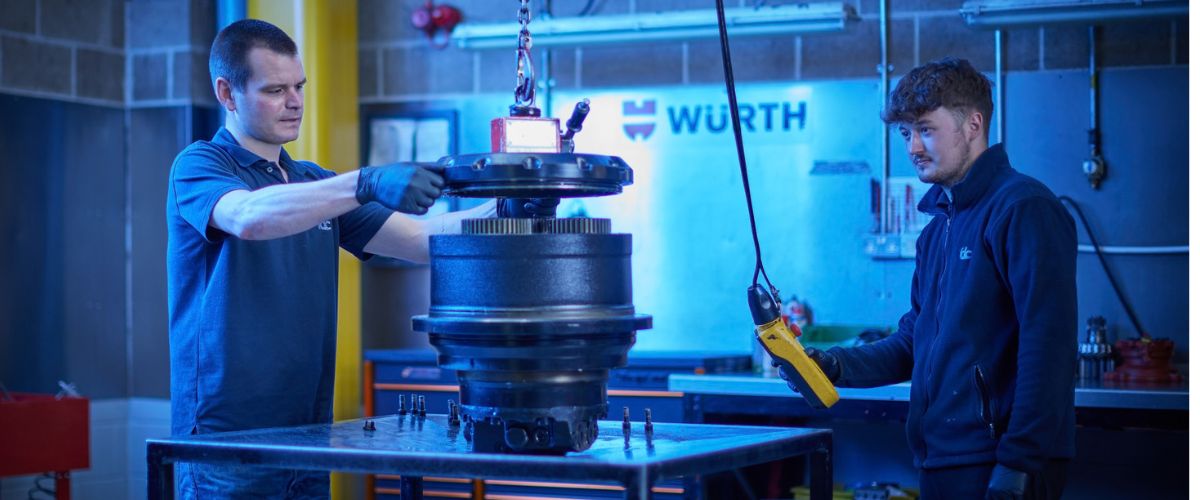 Plant parts workshop team repairing a final drive